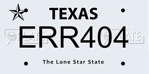 ERR404 Texas License Plate