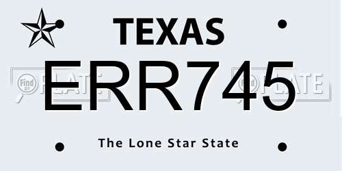 ERR745 Texas License Plate