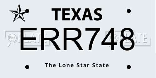 ERR748 Texas License Plate