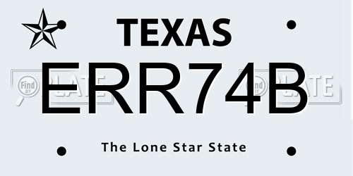 ERR74B Texas License Plate
