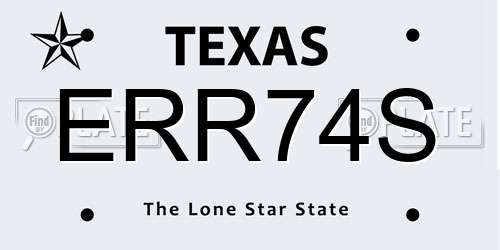 ERR74S Texas License Plate