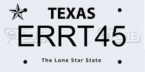 ERRT45 Texas License Plate