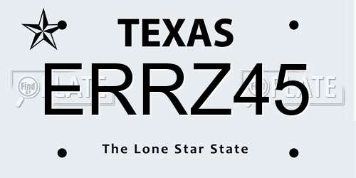 ERRZ45 Texas License Plate
