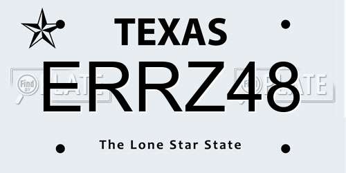 ERRZ48 Texas License Plate