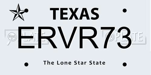 ERVR73 Texas License Plate