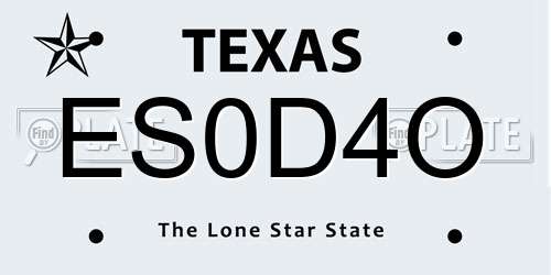 ES0D4O Texas License Plate