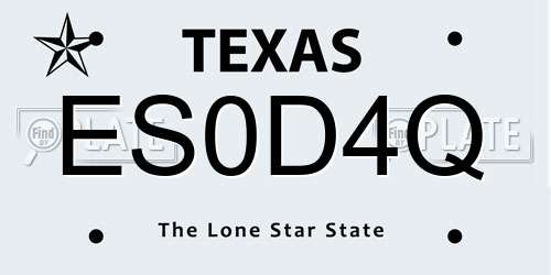 ES0D4Q Texas License Plate