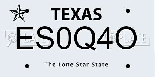 ES0Q4O Texas License Plate