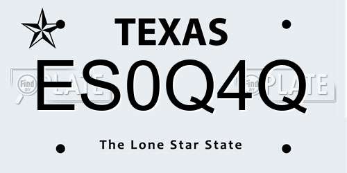 ES0Q4Q Texas License Plate