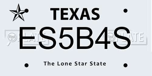 ES5B4S Texas License Plate