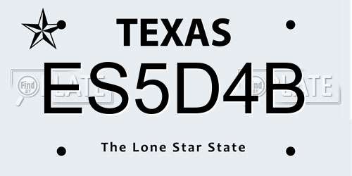 ES5D4B Texas License Plate