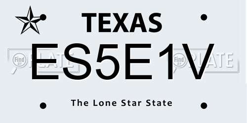 ES5E1V Texas License Plate