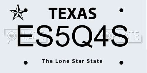 ES5Q4S Texas License Plate