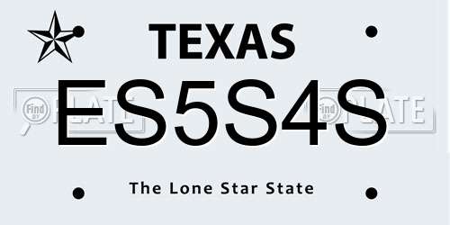 ES5S4S Texas License Plate