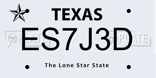 ES7J3D Texas License Plate