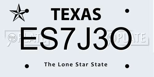 ES7J3O Texas License Plate