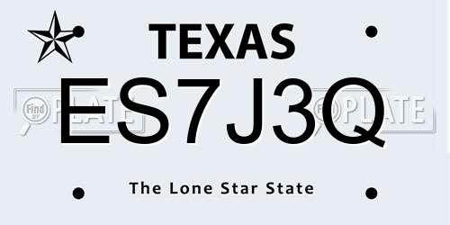 ES7J3Q Texas License Plate