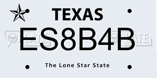 ES8B4B Texas License Plate