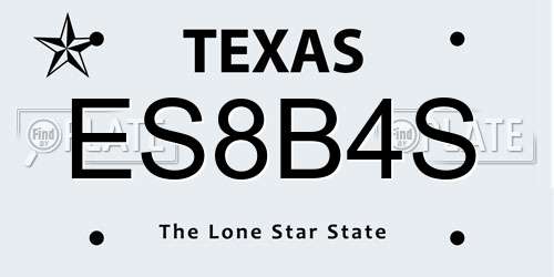 ES8B4S Texas License Plate