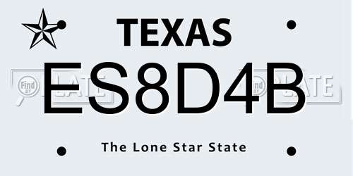ES8D4B Texas License Plate