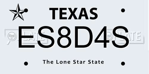 ES8D4S Texas License Plate