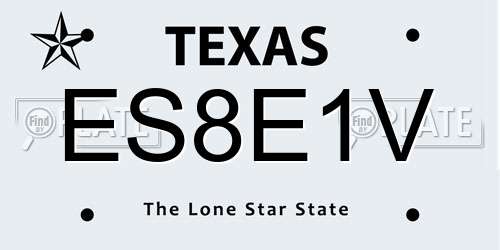ES8E1V Texas License Plate