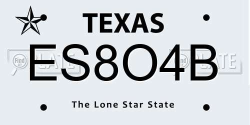 ES8O4B Texas License Plate