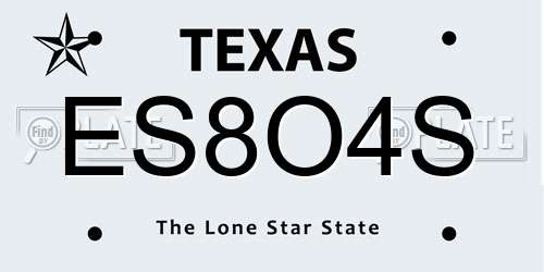 ES8O4S Texas License Plate