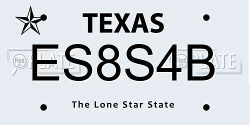 ES8S4B Texas License Plate