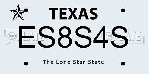 ES8S4S Texas License Plate