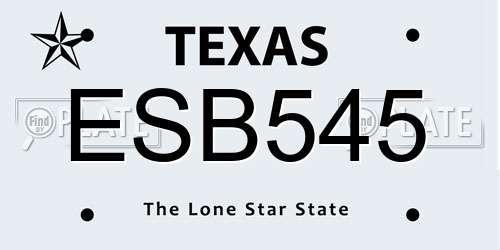 ESB545 Texas License Plate
