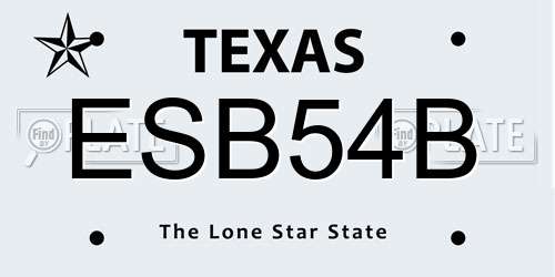 ESB54B Texas License Plate