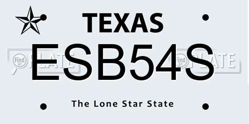ESB54S Texas License Plate