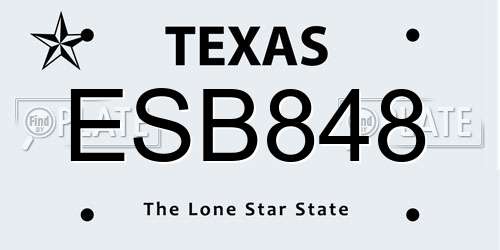 ESB848 Texas License Plate