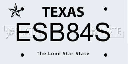 ESB84S Texas License Plate