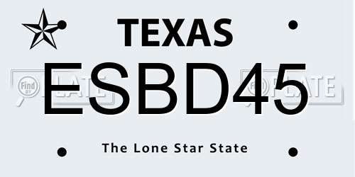 ESBD45 Texas License Plate