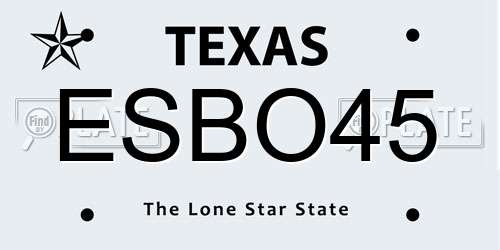 ESBO45 Texas License Plate