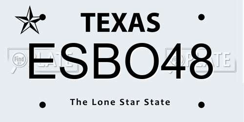 ESBO48 Texas License Plate