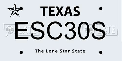 ESC30S Texas License Plate