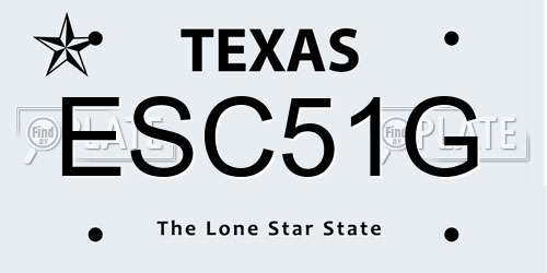 ESC51G Texas License Plate