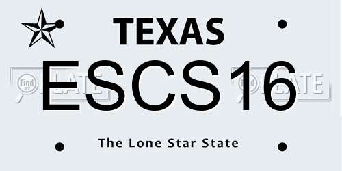 ESCS16 Texas License Plate