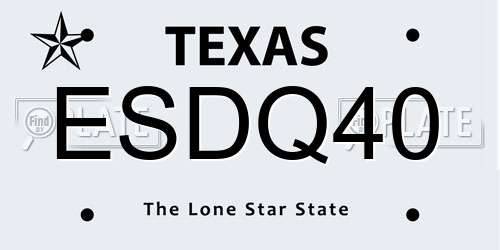 ESDQ40 Texas License Plate