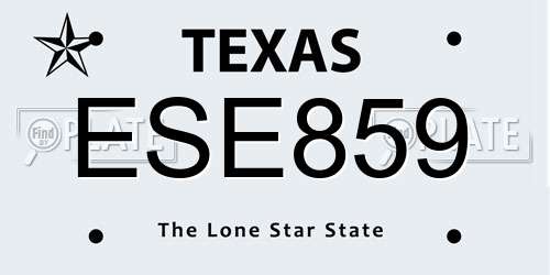ESE859 Texas License Plate