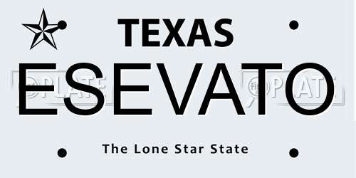 ESEVATO Texas License Plate