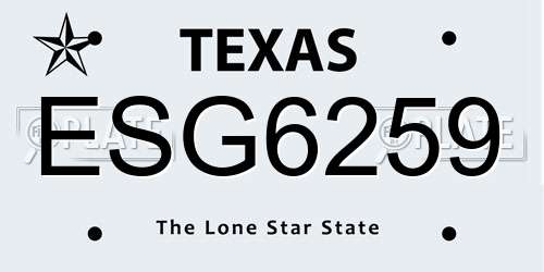 ESG6259 Texas License Plate