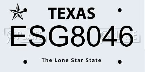 ESG8046 Texas License Plate