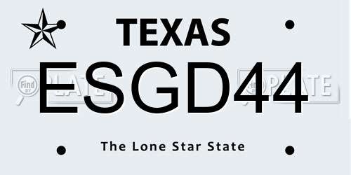 ESGD44 Texas License Plate