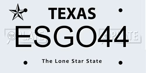 ESGO44 Texas License Plate