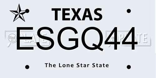 ESGQ44 Texas License Plate