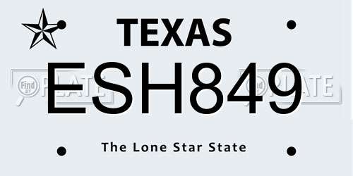 ESH849 Texas License Plate